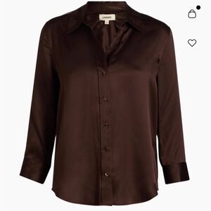 L'AGENCE Dani Brown Satin Blouse